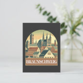 Retro Braunschweig Skyline Briefkaart (Staand voorkant)
