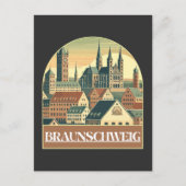 Retro Braunschweig Skyline Briefkaart (Voorkant)