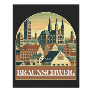 Retro Braunschweig Skyline Perfect Poster