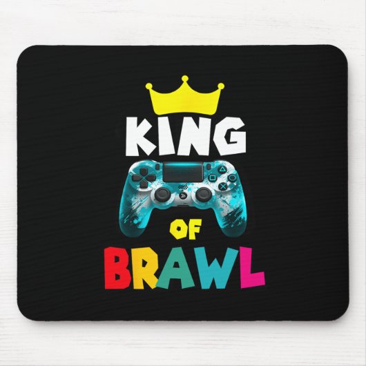 Retro Brawl King Gamer Gaming Brawler Brawl Grappi Muismat (Voorkant)