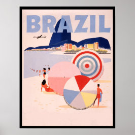 Retro Brazilië copacabana Beach Travel Poster