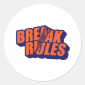 Retro "Break Rules" Motivational Ronde Sticker (Voorkant)
