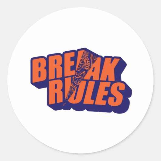 Retro "Break Rules" Motivational Ronde Sticker (Voorkant)