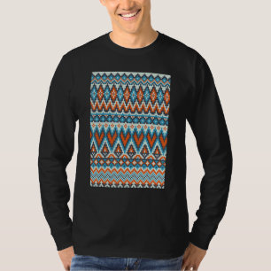 Retro Breien Haken Breister Etnische Pixel Kunst T-shirt