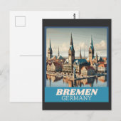 Retro Bremen Skyline Briefkaart (Voorkant / Achterkant)