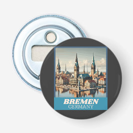 Retro Bremen Skyline Button Flesopener