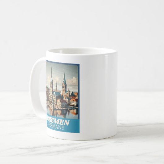 Retro Bremen Skyline Koffiemok (Voorkant links)
