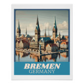Retro Bremen Skyline Perfect Poster (Voorkant)