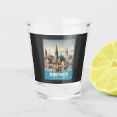 Retro Bremen Skyline Shot Glas (Voorkant)