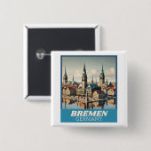 Retro Bremen Skyline Vierkante Button 5,1 Cm (Voorkant /achterkant)