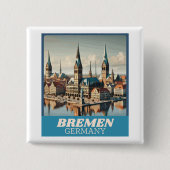 Retro Bremen Skyline Vierkante Button 5,1 Cm (Voorkant)