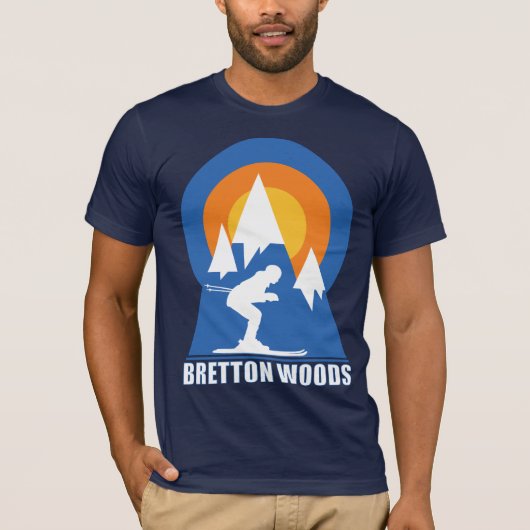 Retro Bretton Bossen Mountain Ski Sunset T-shirt (Voorkant)