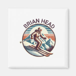 Retro Brian Head Utah Ski Resort Winter SK Magneet