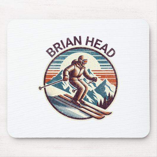Retro Brian Head Utah Ski Resort Winter SK Muismat (Voorkant)