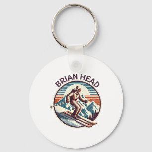 Retro Brian Head Utah Ski Resort Winter SK Sleutelhanger