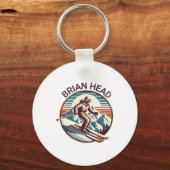 Retro Brian Head Utah Ski Resort Winter SK Sleutelhanger (Voorkant)
