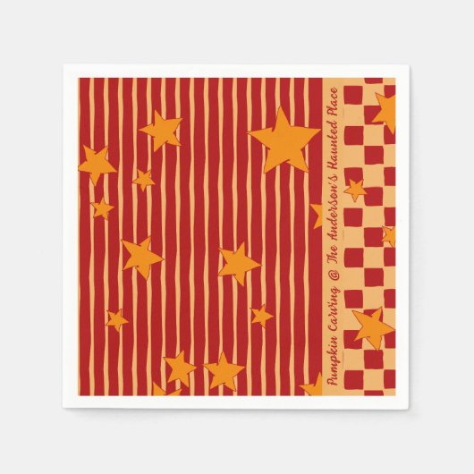Retro Brick Red Starry Stripe Halloween Party Servet (Voorkant)