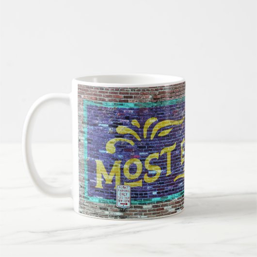 Retro Brick Wall Ad Meest Uitstekende Dad Mok (Links)