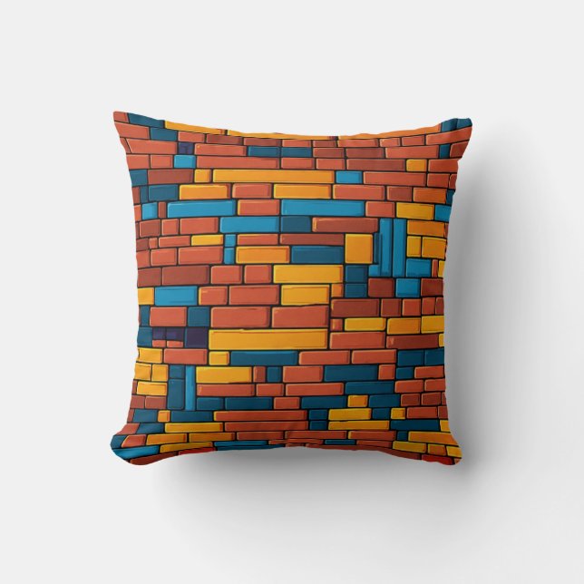 Retro Bricks Nostalgia Design Kussen (Voorkant)