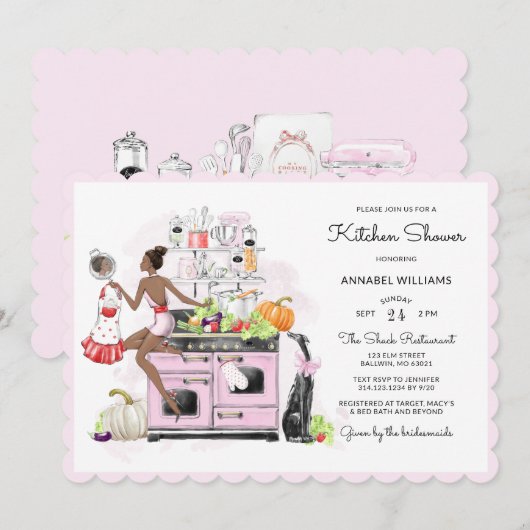 Retro Bridal Kitchen Shower Kaart (Voorkant / Achterkant)