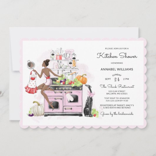 Retro Bridal Kitchen Shower Kaart (Voorkant)