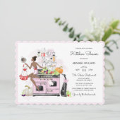 Retro Bridal Kitchen Shower Kaart (Staand voorkant)