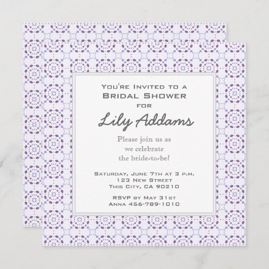 Retro Bridal Shower Invitation - Paars Kaart (Voorkant / Achterkant)