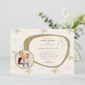 Retro Bride 50s Mid Century Modern Gold Glitter Kaart (Staand voorkant)