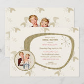 Retro Bride 50s Mid Century Modern Gold Glitter Kaart (Voorkant / Achterkant)