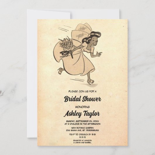  Retro Bride Dress Old Rustic Vrijgezellenfeest Kaart (Voorkant)