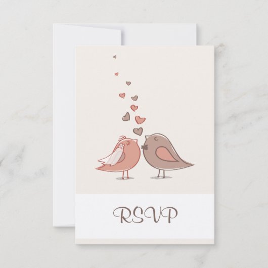 Retro Bride en Groom Birds RSVP Kaartje (Voorkant)