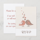 Retro Bride en Groom Birds RSVP Kaartje (Voorkant / Achterkant)