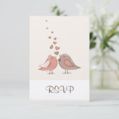 Retro Bride en Groom Birds RSVP Kaartje (Staand voorkant)
