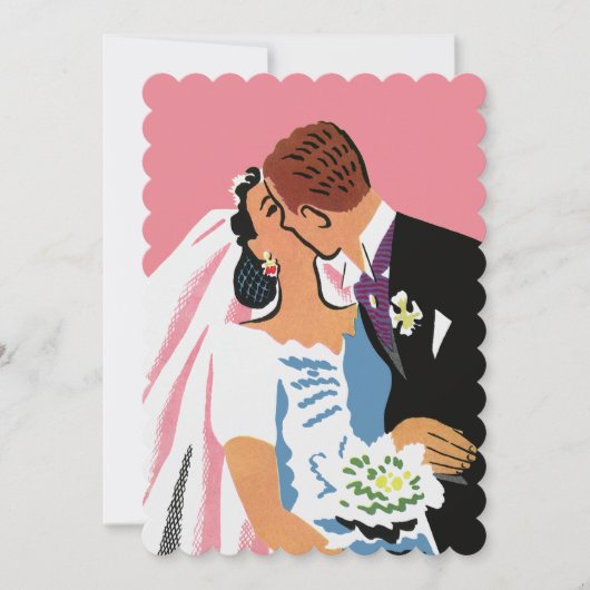 Retro Bride en Groom, Wedding Kaart (Voorkant)