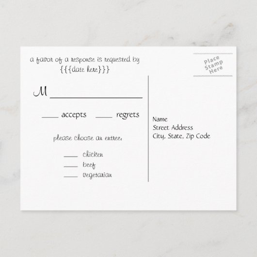 Retro Bride en Groom, Wedding RSVP Uitnodiging Briefkaart (Achterkant)