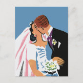 Retro Bride en Groom, Wedding RSVP Uitnodiging Briefkaart (Voorkant)