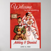  Retro Bride Groom 50s Oude Rustic Wedding Poster (Voorkant)