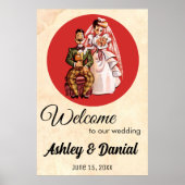  Retro Bride Groom 50s Oude Rustic Wedding Poster (Voorkant)