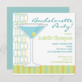 Retro Bride Martini Bachelorette Party Invitation Kaart (Voorkant / Achterkant)