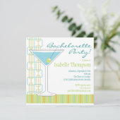 Retro Bride Martini Bachelorette Party Invitation Kaart (Staand voorkant)