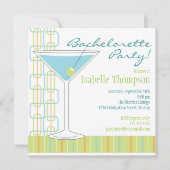 Retro Bride Martini Bachelorette Party Invitation Kaart (Voorkant)
