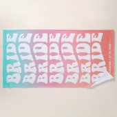 Retro Bride Roze Aqua Gradient Aangepast Strandlaken (Voorkant)