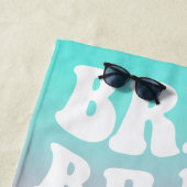 Retro Bride Roze Aqua Gradient Aangepast Strandlaken (In situ)