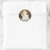 Retro Bride sparen de Datum Ronde Sticker (Tas)