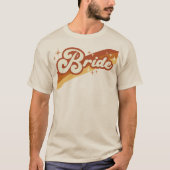 Retro Bride Typography Summer Rainbow Wedding T-Sh T-shirt (Voorkant)