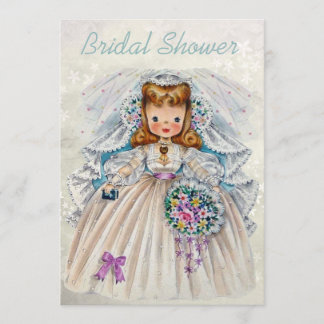 Retro Bride Vrijgezellenfeest Voorzijde dubbel bed Kaart