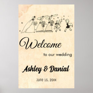 Retro Bridesmaids 50s Oude Rustic Wedding Poster