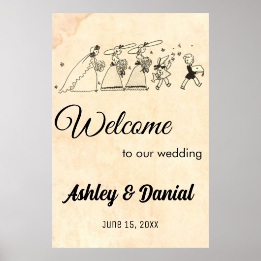 Retro Bridesmaids 50s Oude Rustic Wedding Poster (Voorkant)