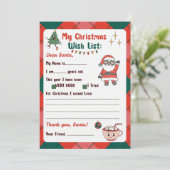 Retro Brief aan Santa Wishlist Kaart (Staand voorkant)