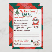 Retro Brief aan Santa Wishlist Kaart (Voorkant / Achterkant)